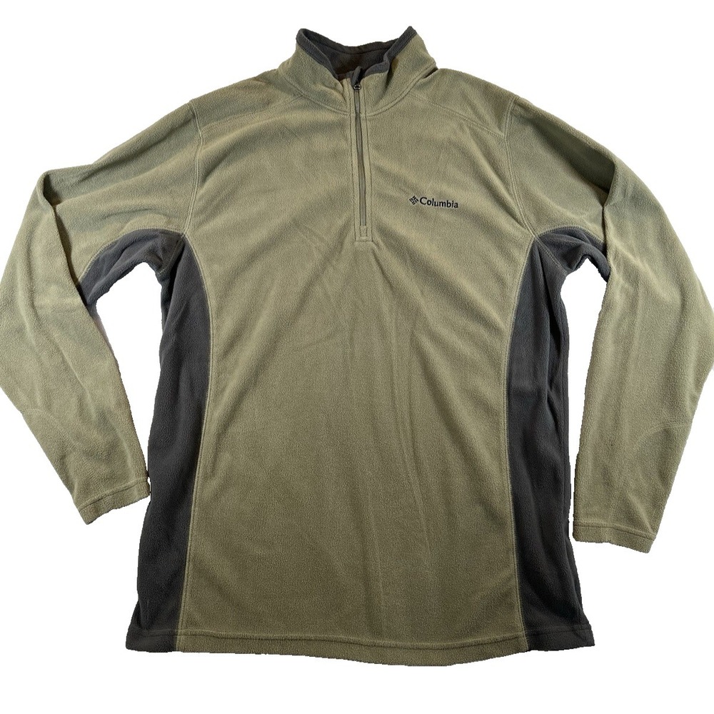 Columbia Fleece Pullover 1/4 Zip Mens Medium‎ Green Gray XM6279